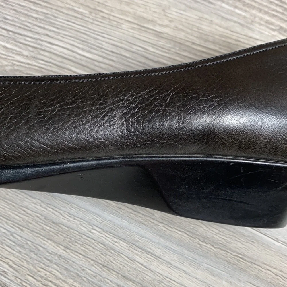 Stone grey leather comfortable mini wedge Natural Sport 8.5